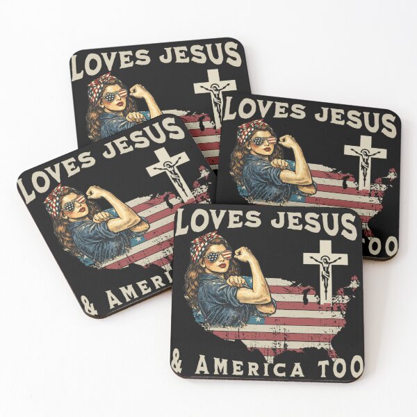 Item preview, She Loves Jesus and America Too Patriotic Christian Girl USA Flag 4th of July designed and sold by Youngkev-arts.