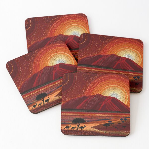 Item preview, Aboriginal Inspired Dot Art - Crimson Sunrise At Uluru designed and sold by GrinGalore.