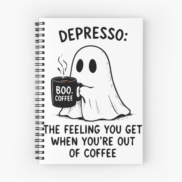 Item preview, Depresso The Feeling You Get When You’re Out of Coffee Funny Ghost Shirt designed and sold by FAFshop.