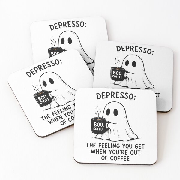 Item preview, Depresso The Feeling You Get When You’re Out of Coffee Funny Ghost Shirt designed and sold by FAFshop.