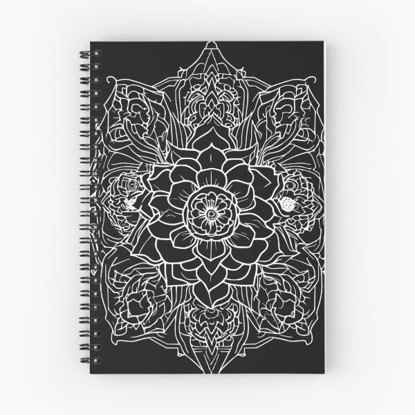 Item preview, Gothic Lotus Mandala Reverse Coloring Page Flower Geometry designed and sold by DarkOriginArts.