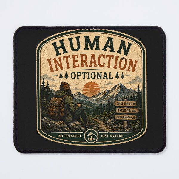 Item preview, Human Interaction Optional – Retro Hiking Introvert Nature Design designed and sold by MotylekAnia.