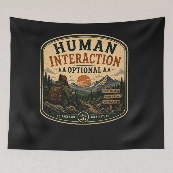 Item preview, Human Interaction Optional – Retro Hiking Introvert Nature Design designed and sold by MotylekAnia.