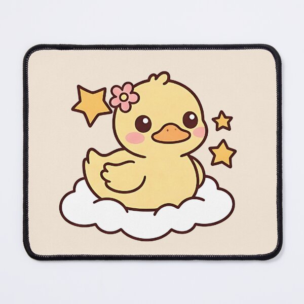 Item preview, Cute Kawaii Yellow Duck on Cloud – Sweet Rubber Duckling with Stars Chibi Illustration designed and sold by UniGift.