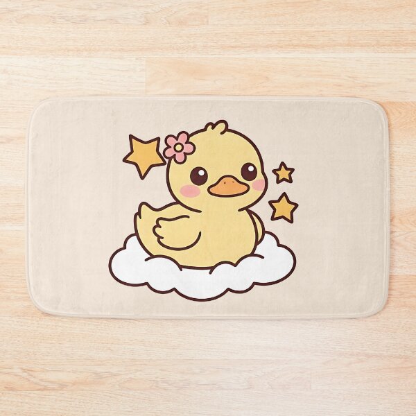 Item preview, Cute Kawaii Yellow Duck on Cloud – Sweet Rubber Duckling with Stars Chibi Illustration designed and sold by UniGift.