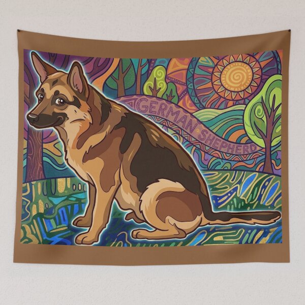 Item preview, A vibrant, stylized  interpretation of a German Shepherd designed and sold by AirCrayons27.