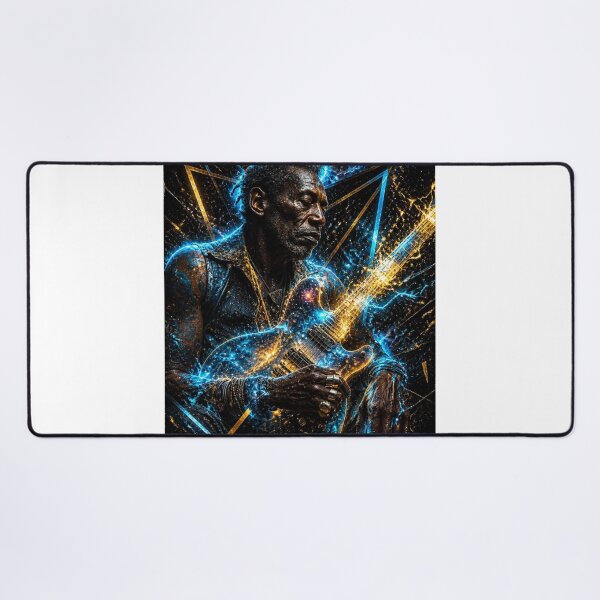 Item preview, Cosmic Blues Guitarist Crossroads — Bold Electric Soul Music Art Print designed and sold by CosmicRockArt.