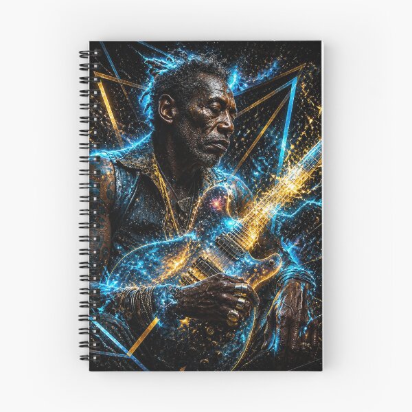 Item preview, Cosmic Blues Guitarist Crossroads — Bold Electric Soul Music Art Print designed and sold by CosmicRockArt.