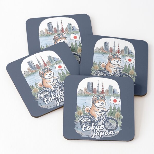 Item preview, Tokyo Japan Bicycling Dog Cute Cyclist Skyline  designed and sold by HowToCanadian.