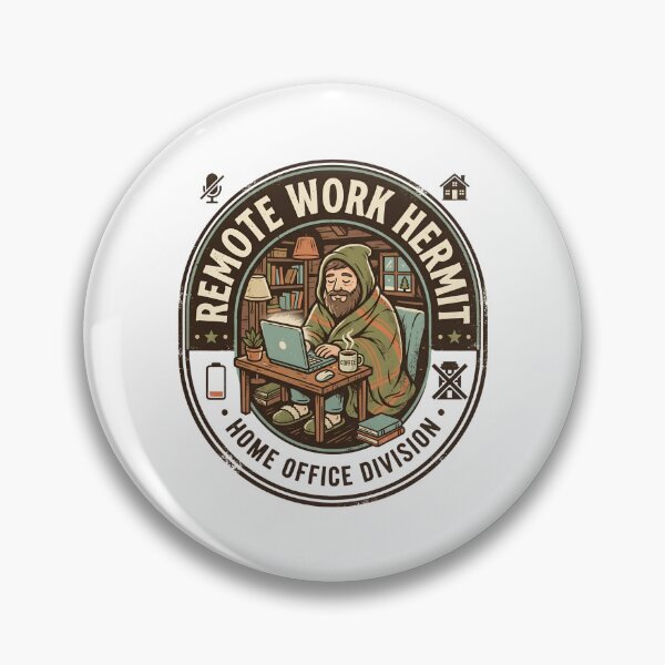 Item preview, Remote Work Hermit Home Office Division Cozy Badge Graphic designed and sold by Fenay Designs.