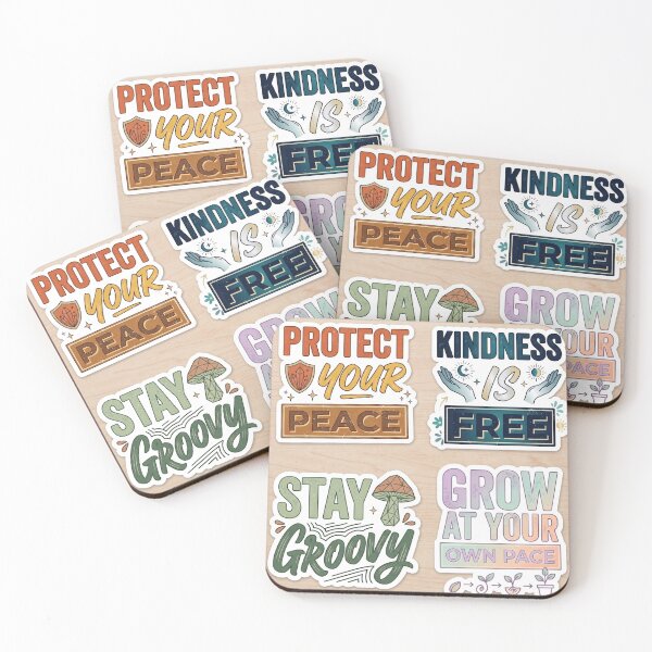 Item preview, Multilingual Bold Typographic Sticker Pack - Retro Textured Quotes designed and sold by studiohadiya.