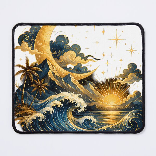 Item preview, Celestial Tropical Paradise Moon and Waves designed and sold by Jaideep Walia.