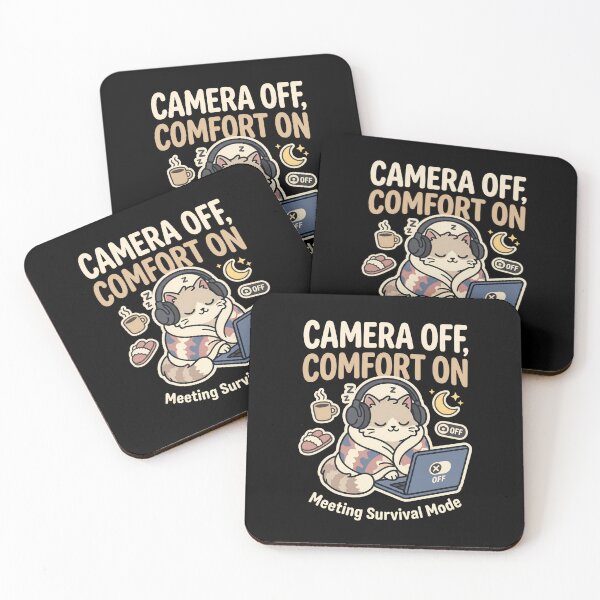 Item preview, Camera Off Comfort On Cute Cat Meeting Survival Mode Art designed and sold by Fenay Designs.