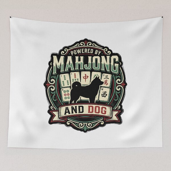 Item preview, Powered By Mahjong And Dog Retro Funny Pet Lover Game Night Meme designed and sold by get55shirt.