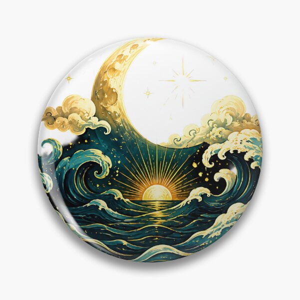 Item preview, Celestial Crescent Moon and Sunlit Ocean Waves designed and sold by Jaideep Walia.