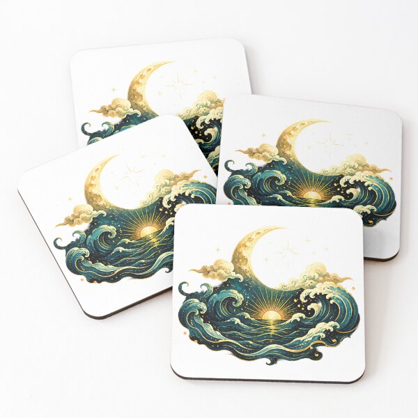Item preview, Celestial Crescent Moon and Sunlit Ocean Waves designed and sold by Jaideep Walia.