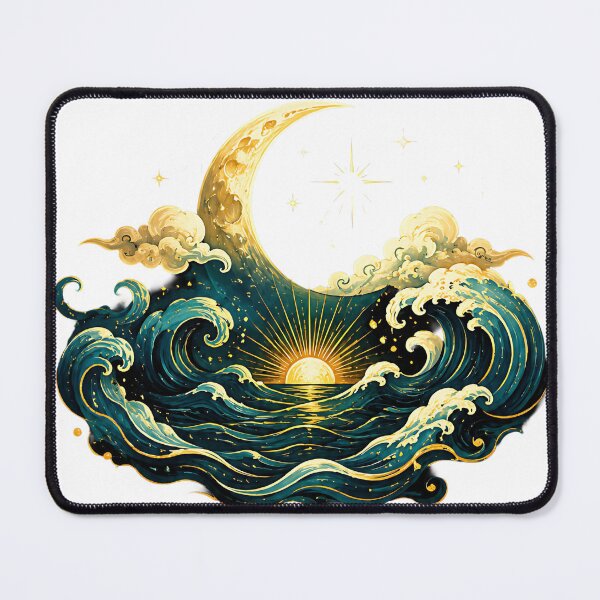 Item preview, Celestial Crescent Moon and Sunlit Ocean Waves designed and sold by Jaideep Walia.