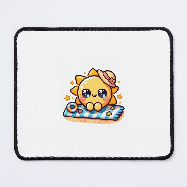 Item preview, Kawaii Beach Sun Sticker | Chibi Sun Relaxing on Beach Towel designed and sold by PastelPawsArt.