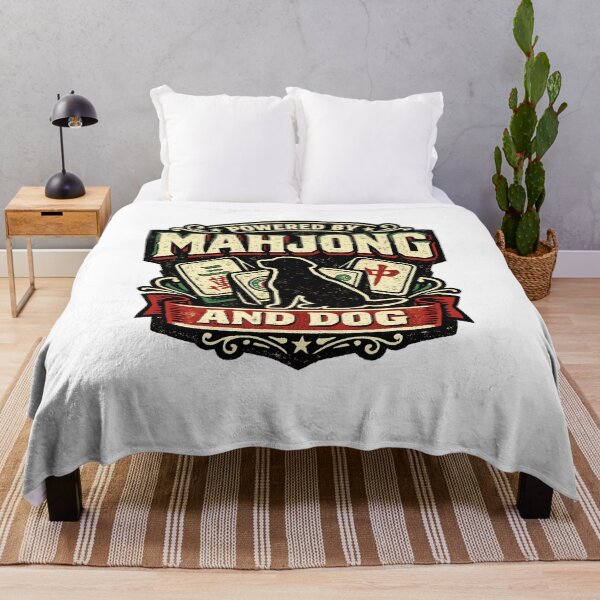 Item preview, Powered By Mahjong And Dog Cute Canine Gamer Humor Vintage Style designed and sold by get55shirt.
