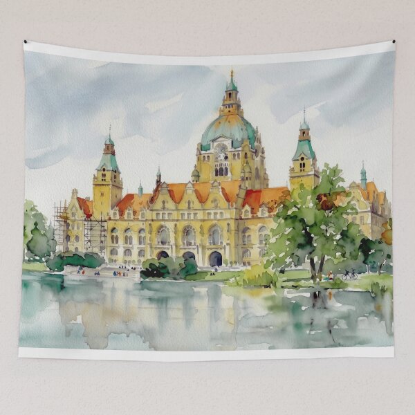Item preview, Hannover New Town Hall Watercolor designed and sold by caracatita75.