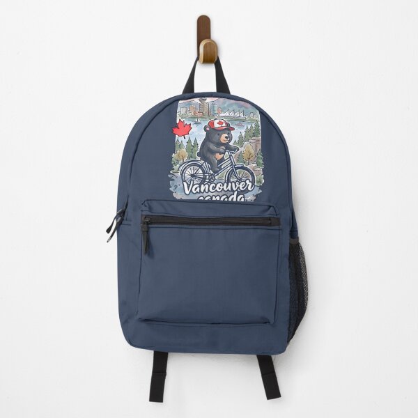 Item preview, Vancouver BC Bicycling Bear Cute Cyclist Skyline  designed and sold by HowToCanadian.