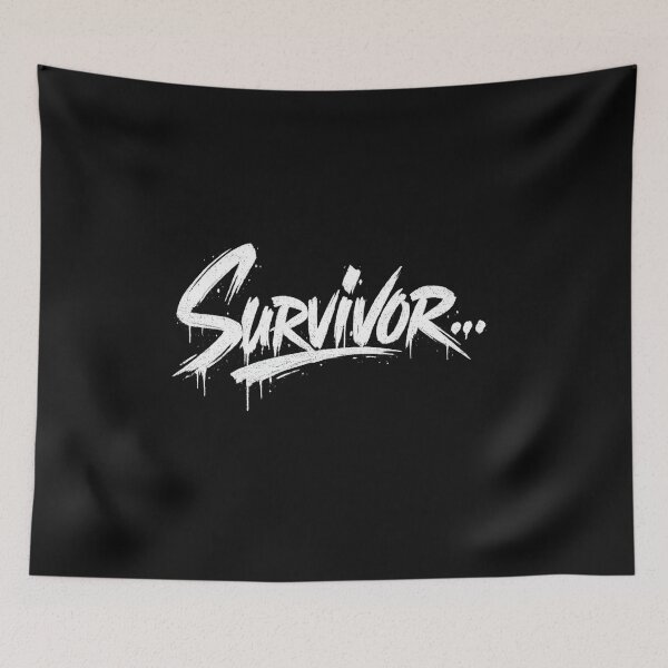 Item preview, Survivor Graffiti Street Art Bold Typography Quote (White) designed and sold by P’s stuff.