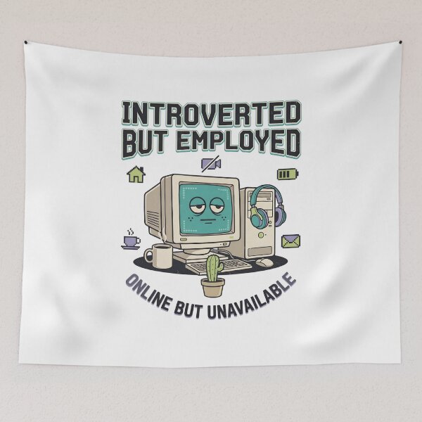 Item preview, Introverted But Employed Online But Unavailable Retro Computer Art designed and sold by Fenay Designs.