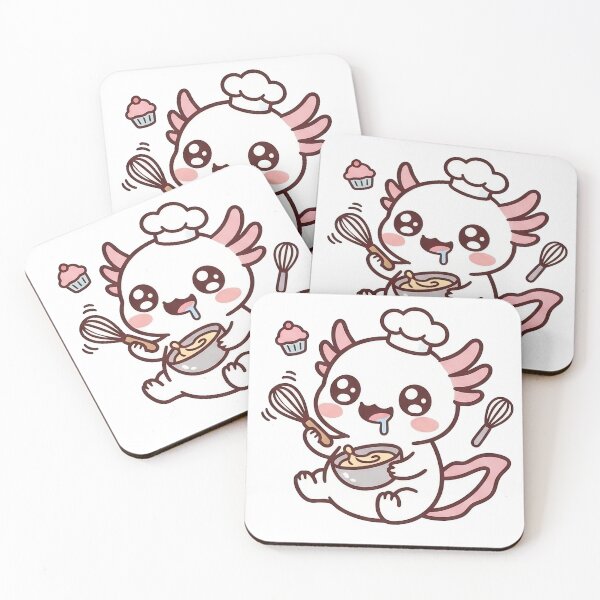 Item preview, Cute Kawaii Axolotl Chef Baking – Sweet Chibi Mexican Walking Fish with Whisk and Cupcake Illustration designed and sold by UniGift.