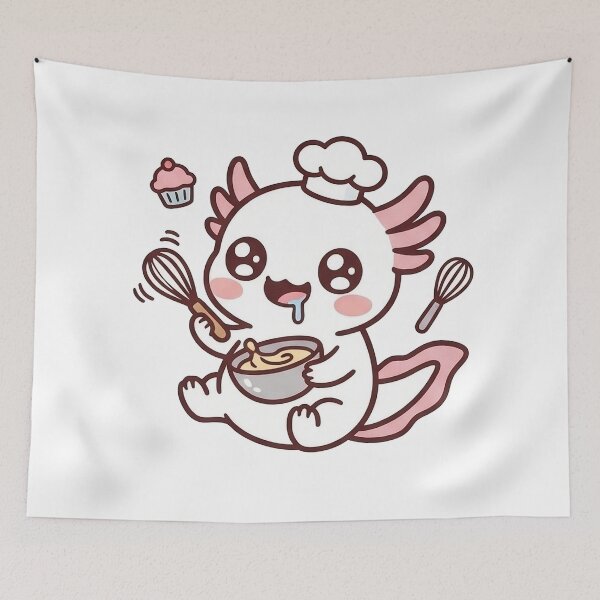 Item preview, Cute Kawaii Axolotl Chef Baking – Sweet Chibi Mexican Walking Fish with Whisk and Cupcake Illustration designed and sold by UniGift.