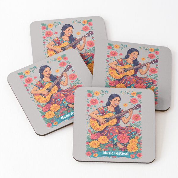 Item preview, Mexican Folk Girl with Acoustic Guitar - Music Festival designed and sold by Art-Arcade6.