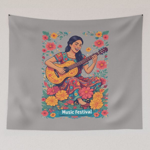 Item preview, Mexican Folk Girl with Acoustic Guitar - Music Festival designed and sold by Art-Arcade6.