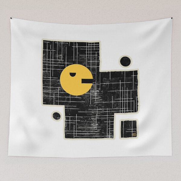 Item preview, Abstract Bauhaus Geometry Art Print Minimalist Yellow Circle Construction Poster designed and sold by DesignArtist.ia.
