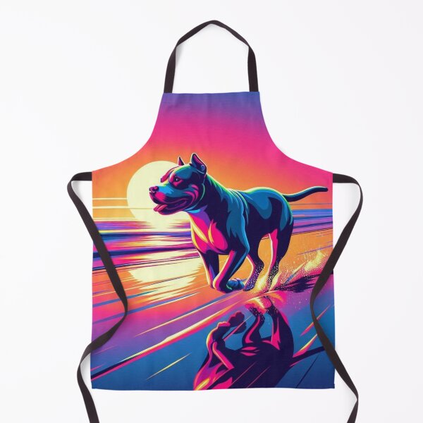 Item preview, Neon Running Pitbull Dog – Futuristic Sunset Art designed and sold by Dogandesighn.