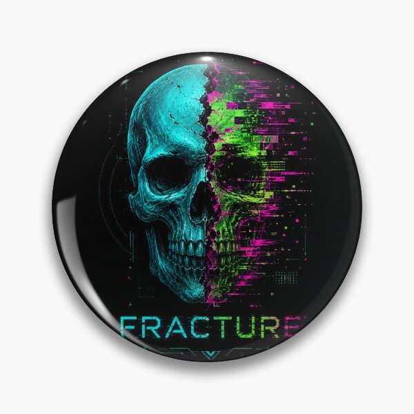 Item preview, Fracture Skull - Glitchcore Cyberpunk Skull Design with Neon Tech Vibes designed and sold by FocusedPatterns.