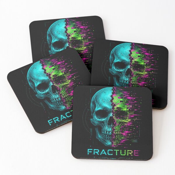Item preview, Fracture Skull - Glitchcore Cyberpunk Skull Design with Neon Tech Vibes designed and sold by FocusedPatterns.