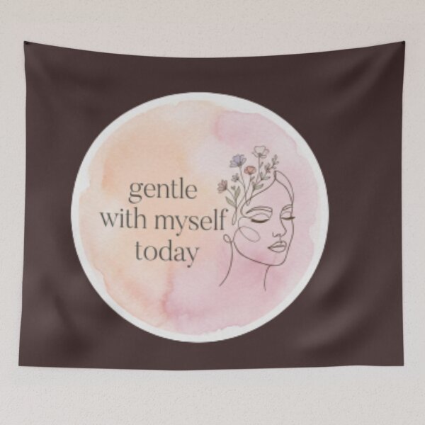 Item preview, Gentle With Myself Today – Self Care Mindfulness Typography Design designed and sold by CosmicQuietLab.