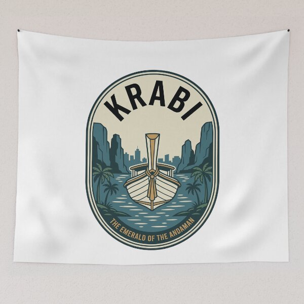 Item preview, Krabi Thailand Retro Travel Badge Longtail Boat designed and sold by k3rstman1.