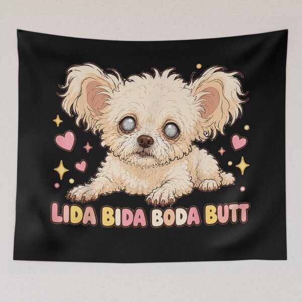 Item preview, Cute Fluffy Puppy Dog Illustration Lida Bida Boda Butt Text designed and sold by MassonCalepon.