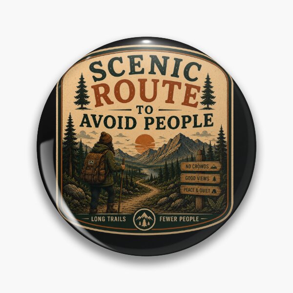 Item preview, Scenic Route To Avoid People – Retro Hiking Introvert Nature Design designed and sold by MotylekAnia.