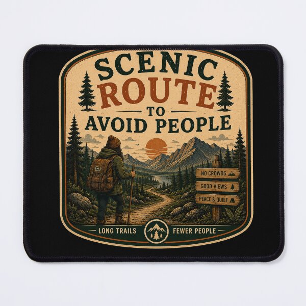 Item preview, Scenic Route To Avoid People – Retro Hiking Introvert Nature Design designed and sold by MotylekAnia.