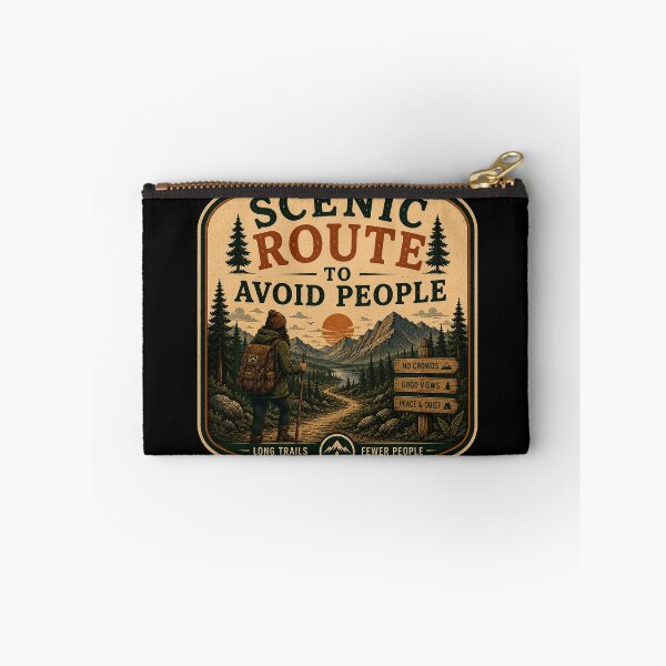 Item preview, Scenic Route To Avoid People – Retro Hiking Introvert Nature Design designed and sold by MotylekAnia.