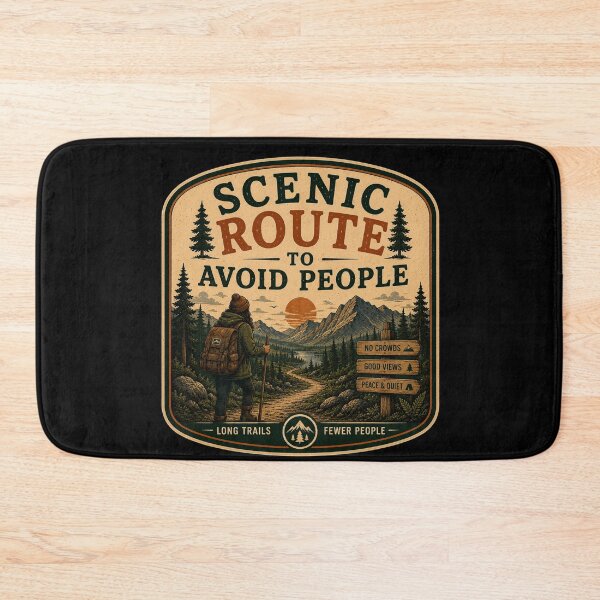 Item preview, Scenic Route To Avoid People – Retro Hiking Introvert Nature Design designed and sold by MotylekAnia.