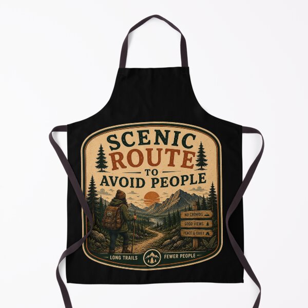 Item preview, Scenic Route To Avoid People – Retro Hiking Introvert Nature Design designed and sold by MotylekAnia.