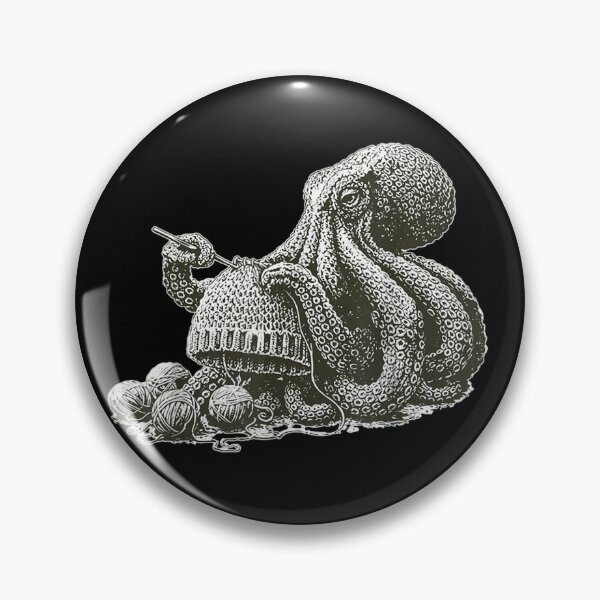 Item preview, Vintage Hand Drawn Octopus Knitting Beanie Hat Yarn Balls Illustration designed and sold by MassonCalepon.