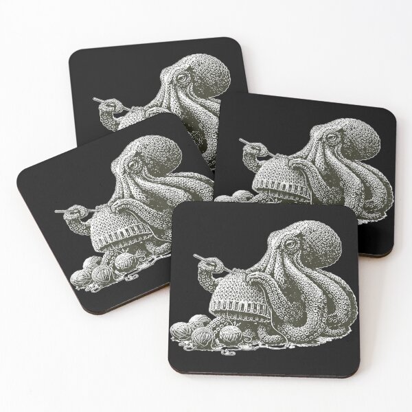 Item preview, Vintage Hand Drawn Octopus Knitting Beanie Hat Yarn Balls Illustration designed and sold by MassonCalepon.