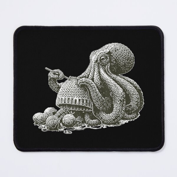 Item preview, Vintage Hand Drawn Octopus Knitting Beanie Hat Yarn Balls Illustration designed and sold by MassonCalepon.