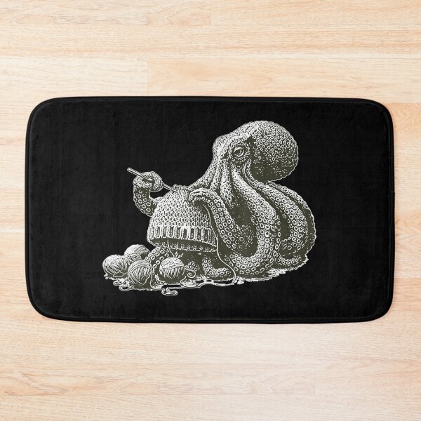Item preview, Vintage Hand Drawn Octopus Knitting Beanie Hat Yarn Balls Illustration designed and sold by MassonCalepon.