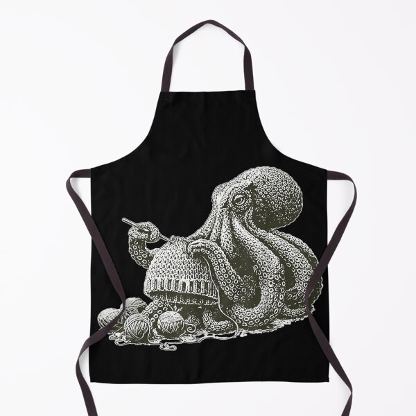 Item preview, Vintage Hand Drawn Octopus Knitting Beanie Hat Yarn Balls Illustration designed and sold by MassonCalepon.