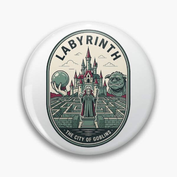 Item preview, Vintage Labyrinth Maze Goblin City Fantasy Badge designed and sold by k3rstman1.