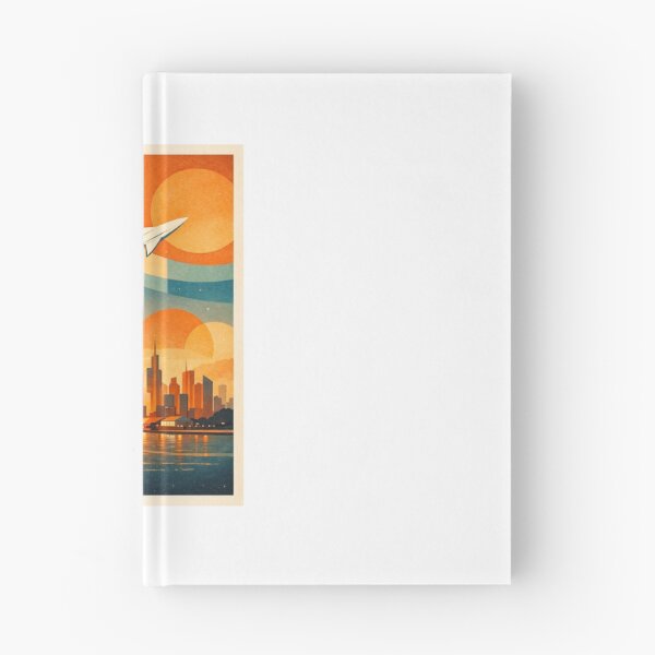 Artikelvorschau, Paper Plane Over Retro Futuristic City Sunset entworfen und verkauft von LumexStudio.